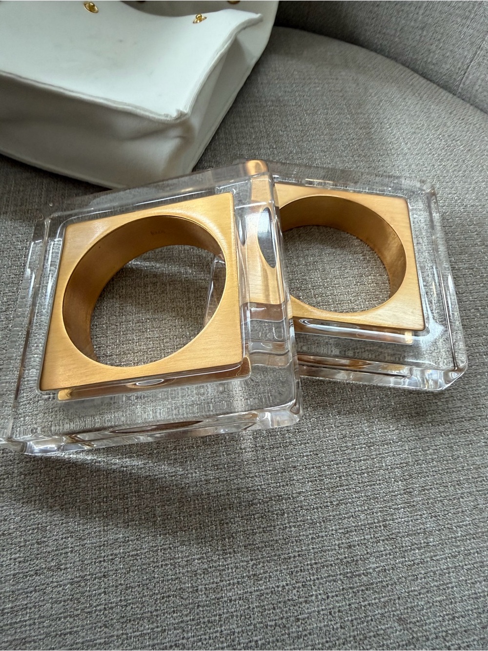 Clear Acrylic Bracelet with Gold Accent Bangle - Unbranded